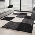 Miniatyrbild 1 av 4: Shaggy Mat - Ayyildiz - 200x290 cm - Svart-Vit-Grå - Rutiga mönster - Inomhus