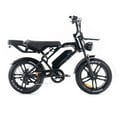 Miniatyrbild 1 av 6: QMWHEEL V20 Pro Fatbike Elektrisk – Inbyggt alarmsystem – 20 tum – Motor 250W – 7 växlar – Räckvidd 60 km – Svart