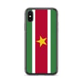 Miniatyrbild 1 av 2: Mobilskal – Surinams flagga – Kompatibel med iPhone XS – Mjuk fodral – Slitstark och stötresistent - Silikon - Pixelforma