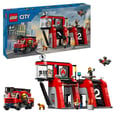 Miniatyrbild 1 av 6: LEGO® 60414 City brandstation och brandbil, hundfigurleksak och 5 minifigurer, barngåva