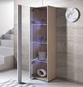 Miniatyrbild 3 av 3: DESIGN AMEUBLEMENT - Glänsande LED-vitrinskåp - Vit & Sonoma - 1 dörr 4 fack - 40x29x167 cm
