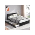Miniatyrbillede 4 af 6: Seng - MUVOE - 160 x 200 cm - Sort velour - 2 skuffer - Lamelseng