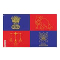 Miniatyrbild 1 av 3: Indiens presidents flagga – 128 x 192 cm – Motståndskraftig polyester – 2 metalleggar – Inomhus / Utomhus – Pixelforma