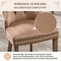 Miniatyrbillede 5 af 6: Spisestolsæt - MUVOE - Brun velour - 4 dele - Massivtræsfødder - Højderegulerbare