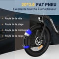Pikkukuva 6 / 6: COLORWAY Sähköinen taitettava polkupyörä 20"*3.0 paksut renkaat, akku 36V 12Ah, taitettava E-BIKE, musta + HITWAY takakori