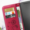 Miniatyrbild 3 av 5: Plånboksfodral - ZANAÉ - iPhone 11 - Röd konstläder - Blommor och fjäril mönster - Fullständigt skydd
