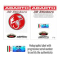 Miniatyrbild 4 av 4: 3D-dekal - Abarth - Scorpion - Röd - Diameter 44 mm - Officiell produkt