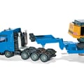 Miniatyrbild 4 av 4: SIKU låglastarbil med grävmaskin - Låglastarmodell med grävmaskin - Skala 1/87