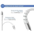 Miniatyrbild 3 av 4: Laddnings- och synkroniseringskabel - Force Power - USB C/Lightning - 3m - 3A - Vit