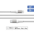 Miniatyrbild 2 av 4: Laddnings- och synkroniseringskabel - Force Power - USB C/Lightning - 3m - 3A - Vit