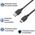 Miniatyrbild 6 av 6: Kabel för Sony Move Motion Controller/PS3 SIXAXIS Wireless Controller - Mini B/USB 2.0 Svart 1 Meter Phonillico®