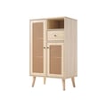 Miniatyrbillede 4 af 6: Buffet - MUVOE - 2 døre i rattan - 1 skuffe - Massivt træ - 60x40x101cm