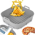Miniatyrbild 1 av 6: Silikoninlägg för fritös utan olja - Air Fryer - 22x22 cm - Återanvändbar - Non-stick - Grå