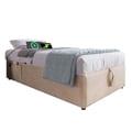Miniatyrbillede 6 af 6: Seng 90x200 cm - MUVOE - Polstret - USB-C - Linned - Massivt træ