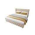 Miniatyrbillede 2 af 6: Polstret seng - 160x200 cm - Lys beige - Lattenbox - Elegant design