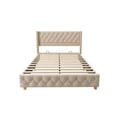 Miniatyrbillede 6 af 6: Polstret seng - 160x200 cm - Lys beige - Lattenbox - Elegant design