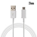 Miniatyrbild 2 av 2: Kabel för Oppo A15 - Oppo A15s - Oppo A16K - Mikrousb laddkabel Vit 3 Meter Phonillico®