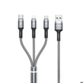 Miniatyrbild 1 av 2: 3-i-1 anslutningskabel - WEKOME - WDC-119 - USB-A till Lightning, USB-C, Micro USB - 1,2 m - Silver