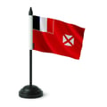 Miniatyrbild 1 av 3: Bordsflagga från Wallis och Futuna – 14 x 21 cm – Polyester – Svart plastbas – Pixelforma