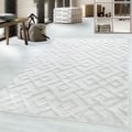 Miniatyrbild 1 av 5: Ayyildiz Långhårig Matta Creme 120 cm Rund, Geometrisk Design, för Vardagsrum, Jutebaksida