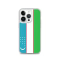 Miniatyrbild 1 av 2: Mobilskal – Uzbekistanflagga – Kompatibel med iPhone 14 Pro – Mjukt fodral – Stötsäkert och slitstarkt - Silikon - Pixelforma