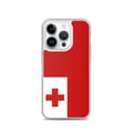 Miniatyrbild 1 av 2: Mobilskal – Tonga-flagga – Kompatibel med iPhone 14 Pro – Mjuk hölje – Slitstark och stötresistent – Silikon – Pixelforma