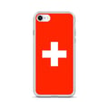 Miniatyrbild 1 av 2: Telefonfodral – Schweizisk Flagga – Kompatibel med iPhone 8 Plus – Mjuk Fodral – Slitstark och Stötresistent – Silikon – Pixelforma