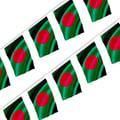 Miniatyrbild 1 av 3: Girland – Bangladeshs flagga – 14 x 21 cm – Polyester – Att hänga – 20 stycken