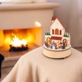 Miniatyrbild 2 av 2: LED Snowman House - LUMINEO - 8" musikal - Roterande tåg - Flerfärgat trä
