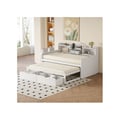 Miniatyrbillede 1 af 6: Sofa-seng - MUVOE - 90x200 cm - Hvid - Udbedring seng 90x190 cm - Integreret opbevaring
