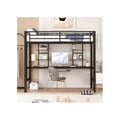 Miniatyrbillede 3 af 6: Lyst mezzanin - MUVOE - 90x200 cm - Sort metal - Inkluderer skrivebord og hylder - Sikker EN747