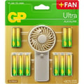 Miniatyrbild 1 av 2: Batteri + handfläkt - GP Batterier - Alkaline Ultra - AA/AAA - 24 batterier - Fläkt 20000 varv/min