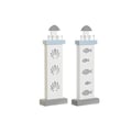 Miniatyrbild 1 av 2: Dekorativ figur - Blå vit fyr - 14x5,5x40 cm - Set om 2 - Inbyggda LED-lampor