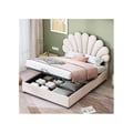 Miniatyrbillede 1 af 5: Polstret seng - MUVOE - 140x200 cm - Justerbart sengegavl - Indbygget opbevaring - Beige velour