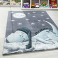 Miniatyrbild 1 av 4: Matta - Barn - Dino - Grå - Blå - 160x230 cm - Polyester