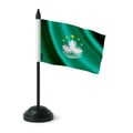 Miniatyrbild 1 av 3: Bordflagga från Macao – 14 x 21 cm – Polyester – Svart plastfot – Pixelforma