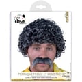 Miniatyrbild 4 av 4: Perruk och Mustasch - LILLA CLOWN - Lucien - Kort Lockig - Grå - Vuxendräkt