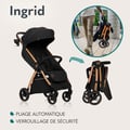Miniatyrbild 4 av 6: Kompaktbarnvagn LIONELO Ingrid - Dämpning - Upp till 22 kg - Lätt & hopfällbar - Svart