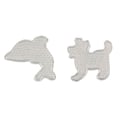 Miniatyrbild 1 av 2: 2 genomskinliga tallrikar 9 cm för strykpärlor (delfin, hund) + 2 ark bakplåtspapper 16x19,5 cm