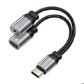 Miniatyrbild 4 av 5: USB-C-adapter - SWISSTEN - 2-i-1 - Ljud 3.5mm - Flätad Nylon - Samtidig laddning