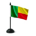 Miniatyrbild 1 av 3: Bordflagga från Benin – 14 x 21 cm – Polyester – Svart Plastfot – Pixelforma