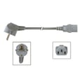 Miniatyrbild 2 av 2: Perelkabel, H05VV-F 3G1, 3 m, 10 A/230 V, 2500 W, typ E/F 90° mot C13, inomhusbruk, PVC, grå