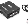 Pikkukuva 2 / 3: Sovitin - vhbw - VGA:sta HDMI:iin - Full HD - Plug & Play - Musta