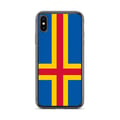 Miniatyrbild 1 av 2: Mobilskydd – Ålands flagga – Kompatibel med iPhone X – Mjuk fodral – Motståndskraftig och stötabsorberande - Silikon - Pixelforma