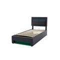 Miniatyrbillede 6 af 6: Polstret seng - MUVOE - 90 x 200 cm - USB - LED-belysning - Opbevaring under sengen