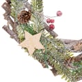 Miniatyrbild 2 av 2: Julkrans "Fir Farm" trä gyllene stjärnor D30cm Feeric lights & christmas
