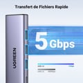 Miniatyrbild 3 av 6: USB-hubb - UGREEN - 5 i 1 - 3x USB 3.2, USB-C, HDMI 4K 30Hz - Svart