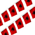 Miniatyrbild 1 av 3: Girland – Albaniens flagga – 14 x 21 cm – Polyester – Att hänga – 50 stycken