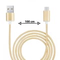 Miniatyrbild 4 av 4: Typ C-kabel - PH26 - HTC Wildfire E3 Lite - Tygflätad - Snabbladdning - GULD