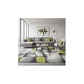 Miniatyrbild 1 av 3: Modern geometrisk abstrakt matta i tät sammet 13 mm för samtida designsalong (Dimension: 160x230 cm - Färg: Grön)